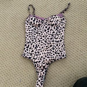 Motel rocks leopard lilac lace body suit